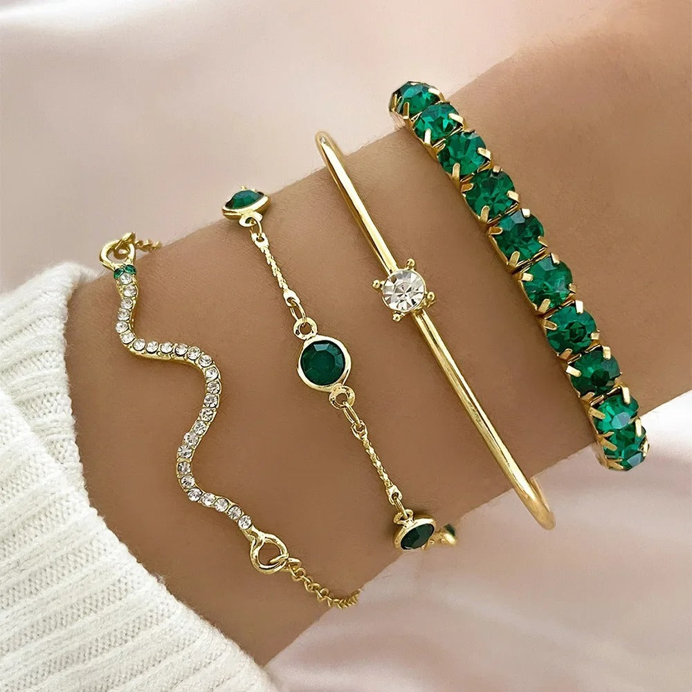 Lot 4 Bracelet Femme Multirang Vert