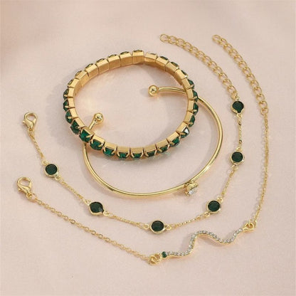 Lot 4 Bracelet Femme Multirang Vert