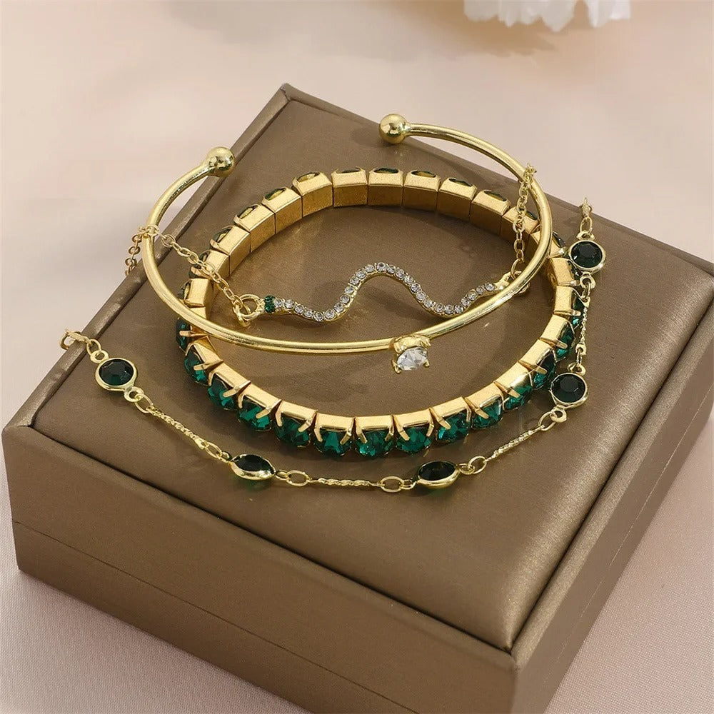 Lot 4 Bracelet Femme Multirang Vert