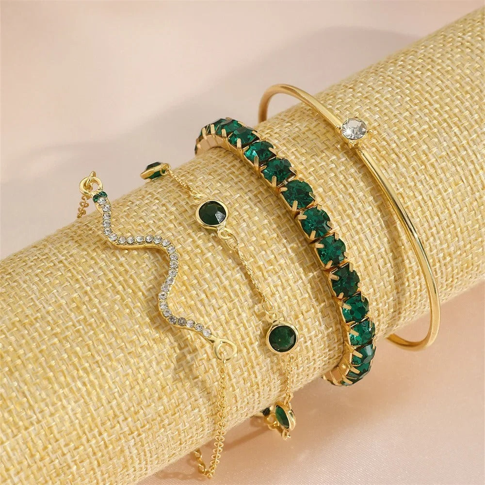 Lot 4 Bracelet Femme Multirang Vert
