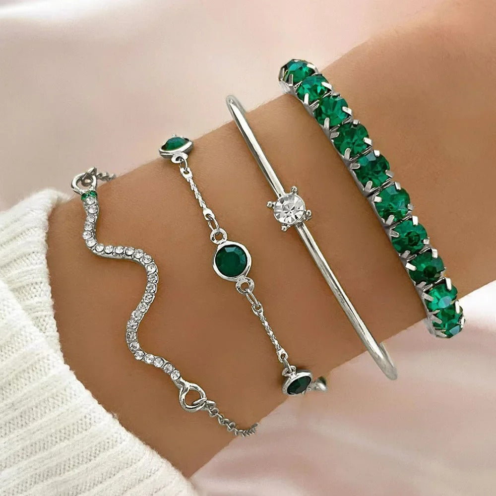 Lot 4 Bracelet Femme Multirang Vert