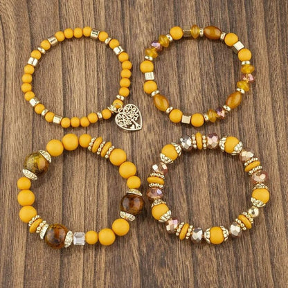 Lot 4 Bracelets Femme Arbre De Vie Avec Perles Et Breloques