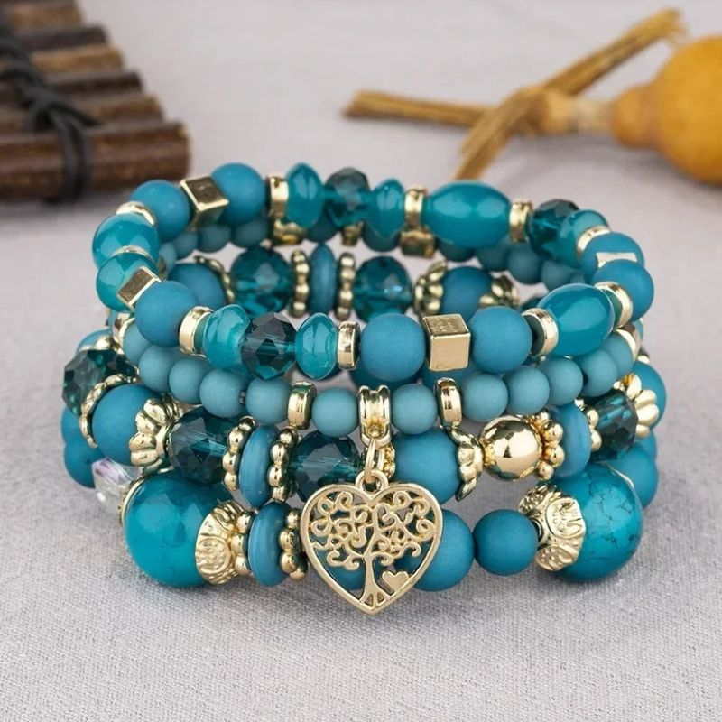 Lot 4 Bracelets Femme Arbre De Vie Avec Perles Et Breloques