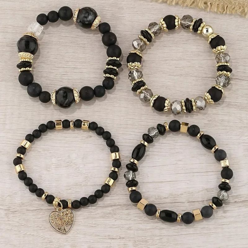 Lot 4 Bracelets Femme Arbre De Vie Avec Perles Et Breloques