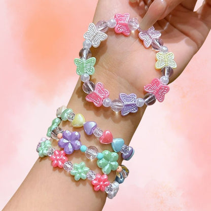 Lot 4 Bracelets Fille Perles Colorées Pastel