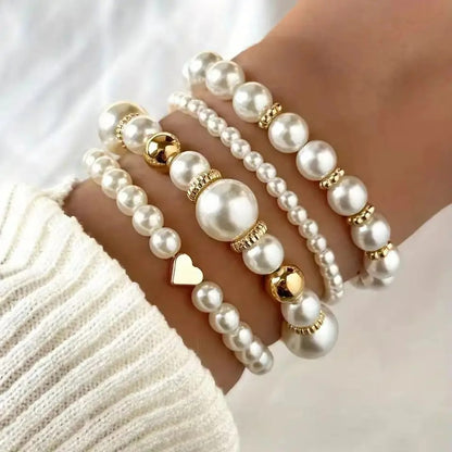 Lot 4 Bracelets Perles Blanches Élégance Intemporelle