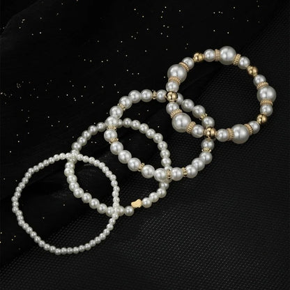 Lot 4 Bracelets Perles Blanches Élégance Intemporelle