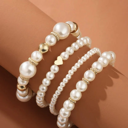 Lot 4 Bracelets Perles Blanches Élégance Intemporelle
