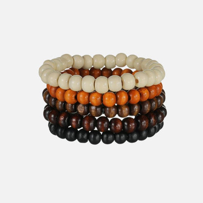 Lot 5 Bracelet Homme Perle Bois Naturel