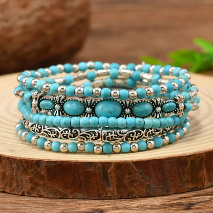 Lot De 5 Bracelets Turquoise Femme À Superposer