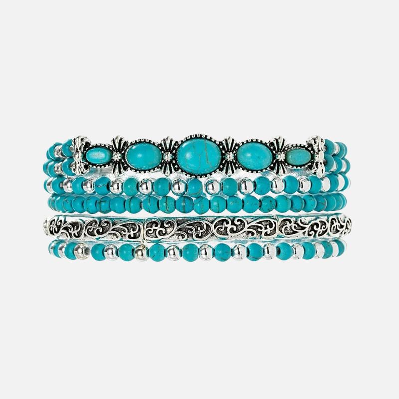 Lot De 5 Bracelets Turquoise Femme À Superposer