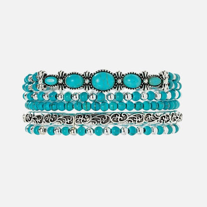 Lot De 5 Bracelets Turquoise Femme À Superposer