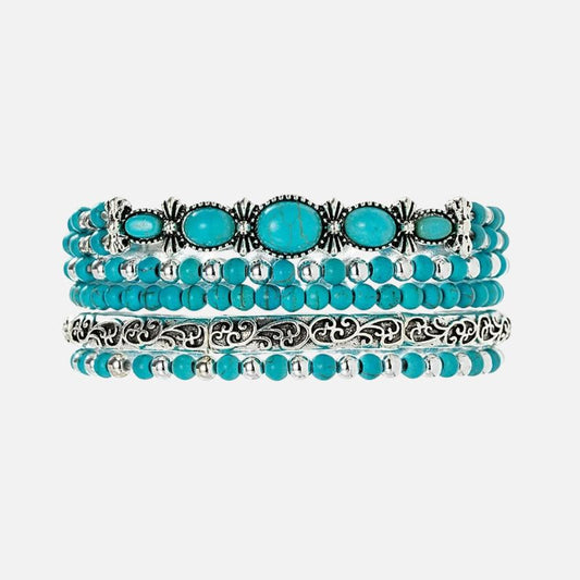 Lot De 5 Bracelets Turquoise Femme À Superposer
