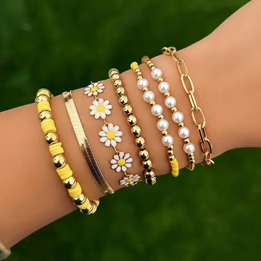 Lot de 7 Bracelets Jaunes Tendances
