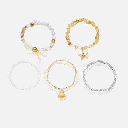 Lot Bracelets Coquillage Femme Perle Baroque Miel