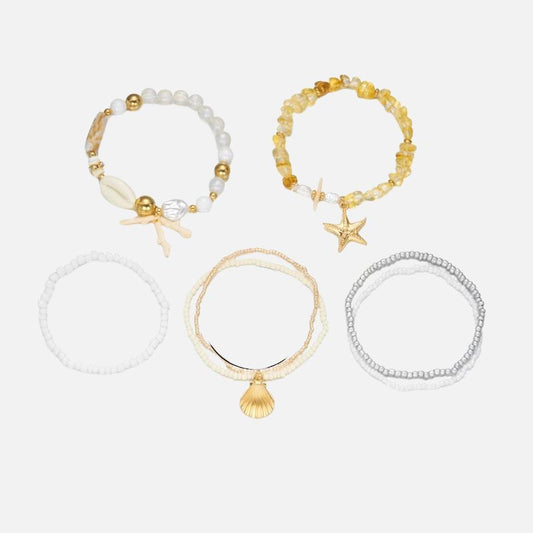 Lot Bracelets Coquillage Femme Perle Baroque Miel