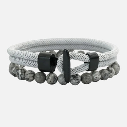 Lot de 2 Bracelet Homme Perle Cordon