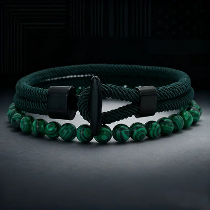 Lot de 2 Bracelet Homme Perle Cordon