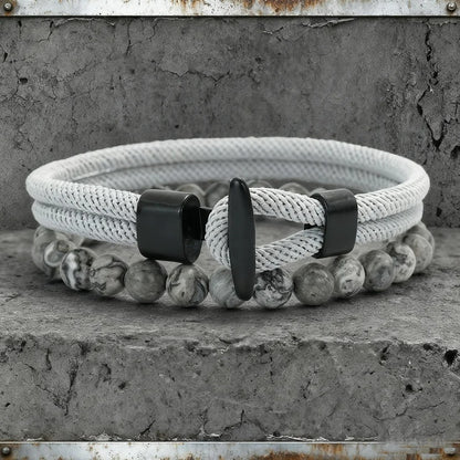 Lot de 2 Bracelet Homme Perle Cordon