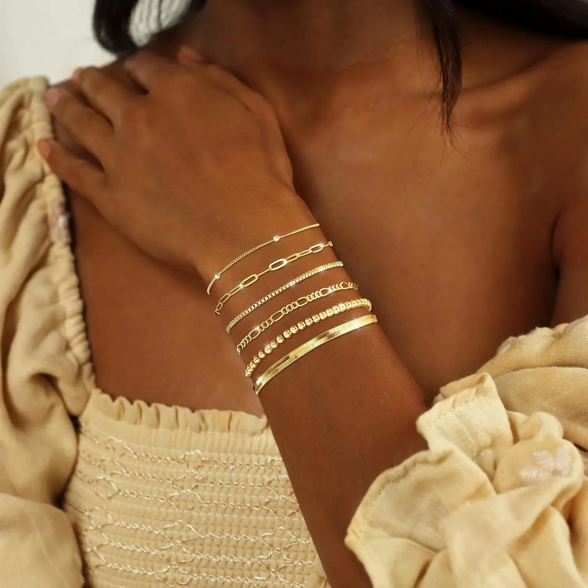 Lot de 6  Bracelet Femme Multirang Doré
