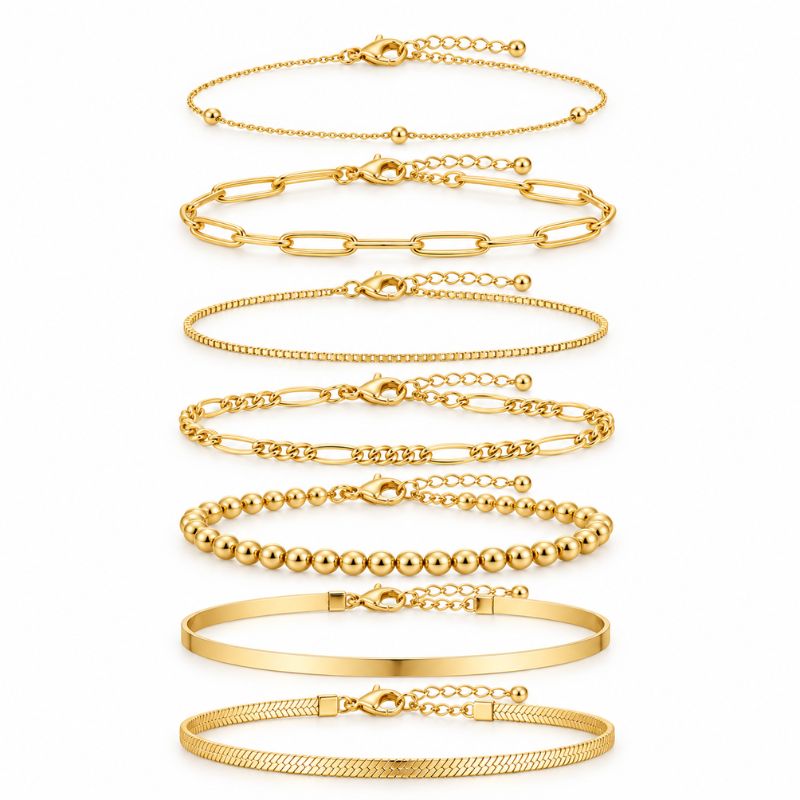 Lot de 6  Bracelet Femme Multirang Doré